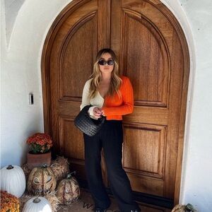 Starlow | NWT Orange and Cream Ribbed Cardigan